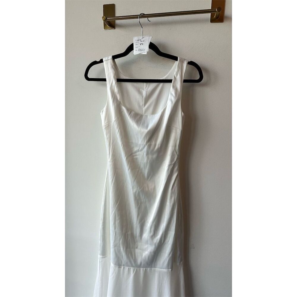🆕 Commense  XS White Sheer Overlay Long Formal Dress. 663 - Picture 4 of 8